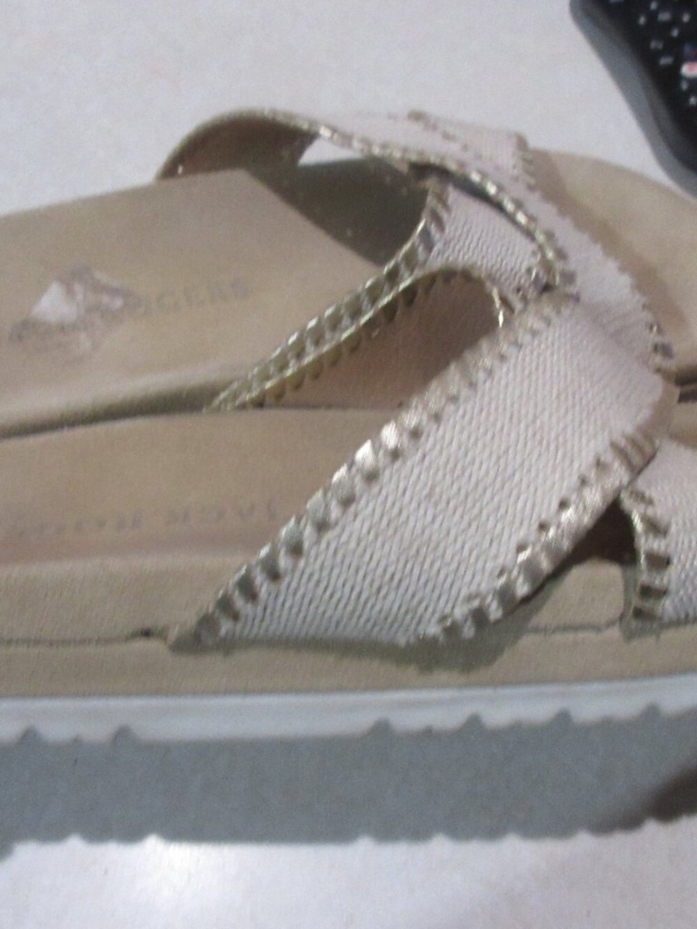 Jack Rogers Lexi Criss-Cross Sandals beige slides 8.5